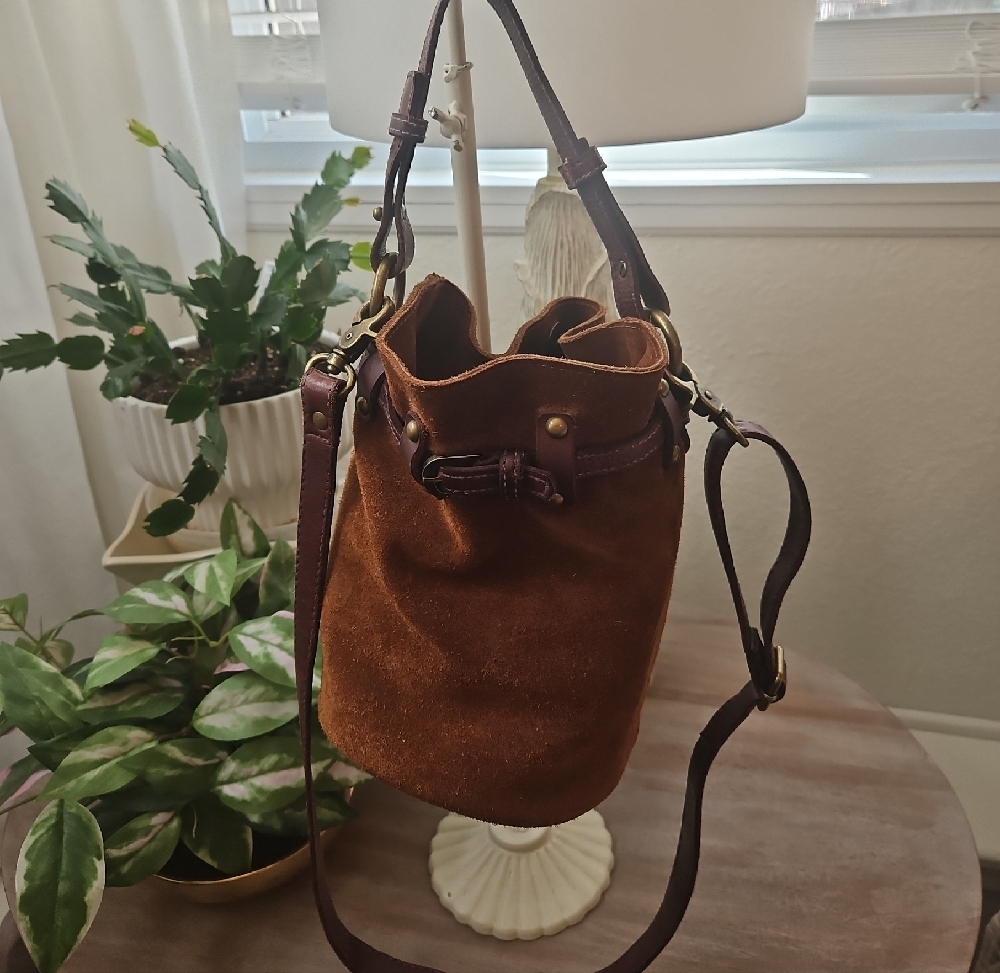 Free People Suede Drawstring Bucket Bag in Brown - Picture 10 of 11